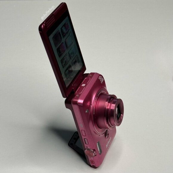 📷 Used Nikon Coolpix S6900 💖 RARE Hot Pink Digital Cutie | Flip Screen Digicam 🎀 | Full Starter Set 🔥🌸
