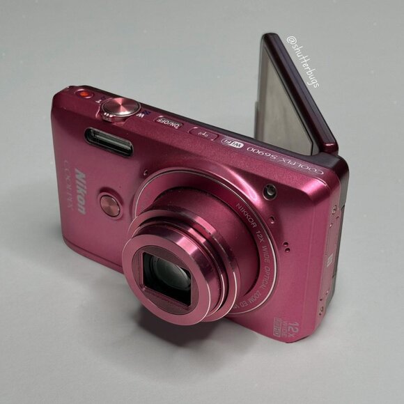 📷 Used Nikon Coolpix S6900 💖 RARE Hot Pink Digital Cutie | Flip Screen Digicam 🎀 | Full Starter Set 🔥🌸